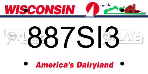 887SI3 Wisconsin License Plate