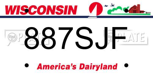 887SJF Wisconsin License Plate