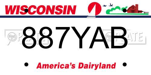887YAB Wisconsin License Plate