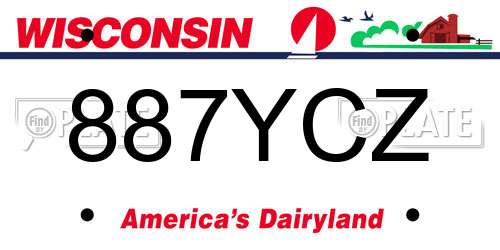887YCZ Wisconsin License Plate