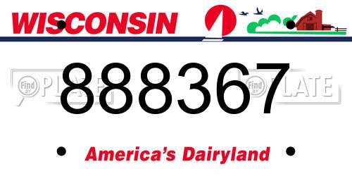 888367 Wisconsin License Plate