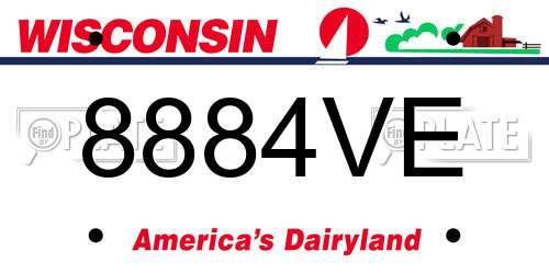 8884VE Wisconsin License Plate