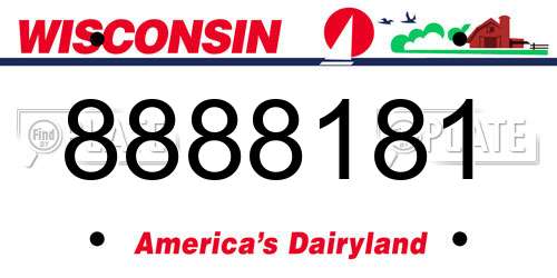 8888181 Wisconsin License Plate