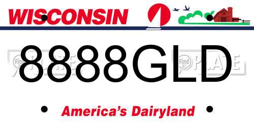 8888GLD Wisconsin License Plate