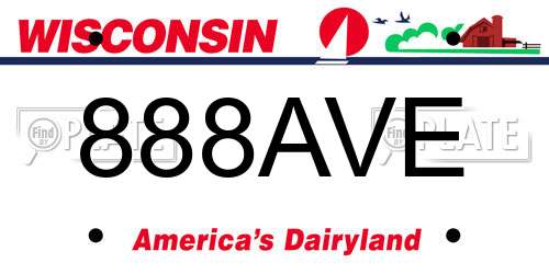 888AVE Wisconsin License Plate