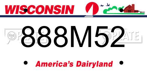 888M52 Wisconsin License Plate