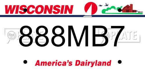 888MB7 Wisconsin License Plate