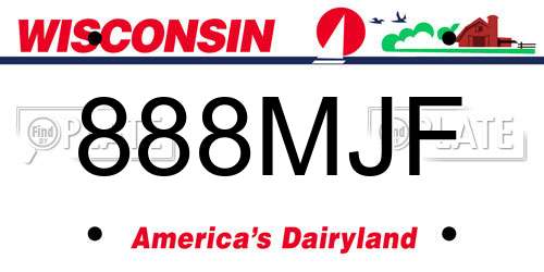 888MJF Wisconsin License Plate