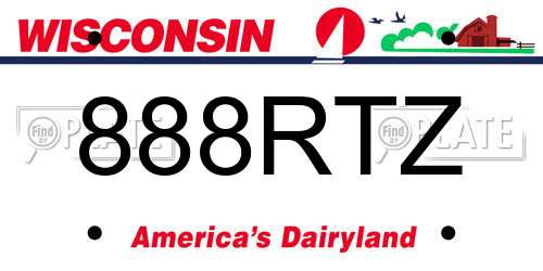 888RTZ Wisconsin License Plate