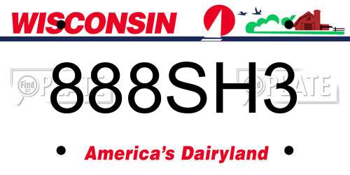 888SH3 Wisconsin License Plate