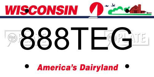 888TEG Wisconsin License Plate