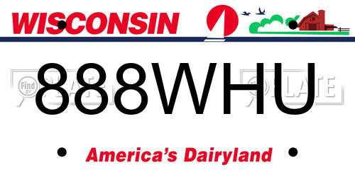 888WHU Wisconsin License Plate