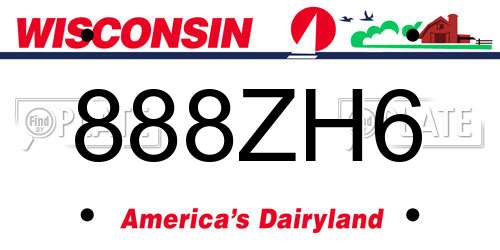 888ZH6 Wisconsin License Plate