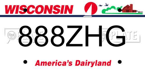 888ZHG Wisconsin License Plate