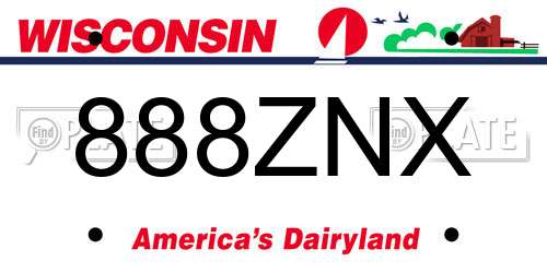 888ZNX Wisconsin License Plate