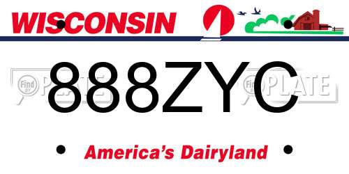 888ZYC Wisconsin License Plate