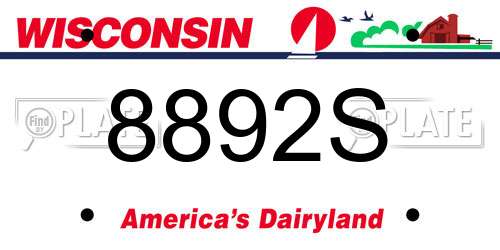 8892S Wisconsin License Plate