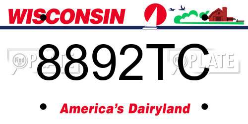 8892TC Wisconsin License Plate