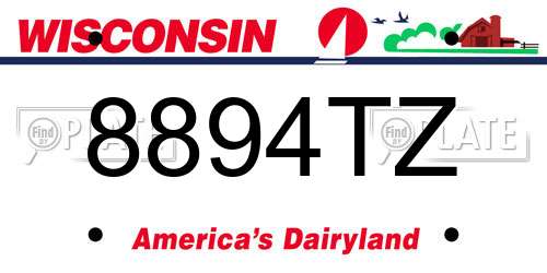 8894TZ Wisconsin License Plate