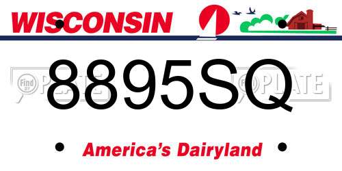 8895SQ Wisconsin License Plate