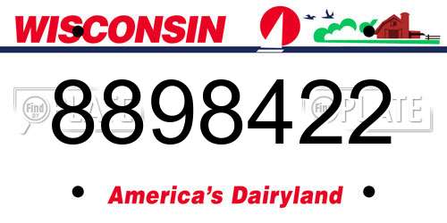 8898422 Wisconsin License Plate