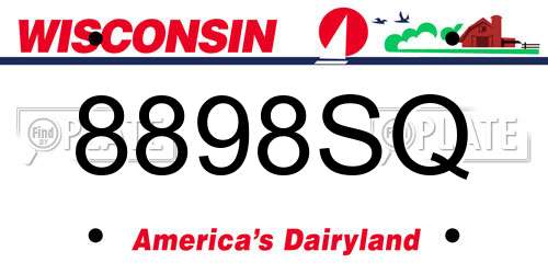 8898SQ Wisconsin License Plate