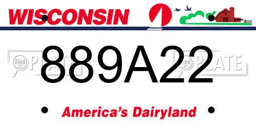 889A22 Wisconsin License Plate