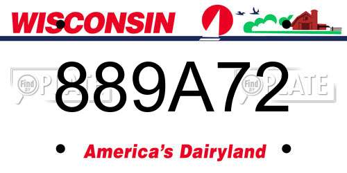 889A72 Wisconsin License Plate