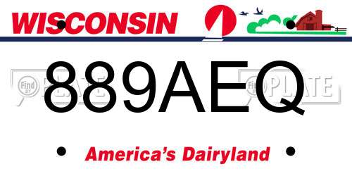 889AEQ Wisconsin License Plate