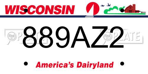 889AZ2 Wisconsin License Plate