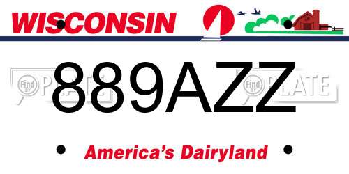 889AZZ Wisconsin License Plate