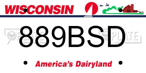 889BSD Wisconsin License Plate