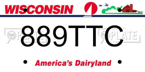 889TTC Wisconsin License Plate