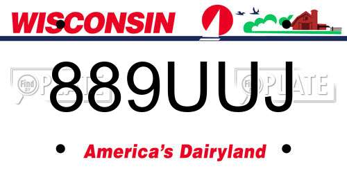 889UUJ Wisconsin License Plate