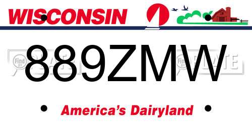 889ZMW Wisconsin License Plate