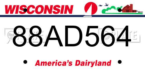 88AD564 Wisconsin License Plate