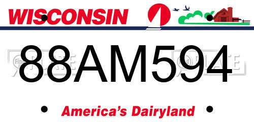 88AM594 Wisconsin License Plate