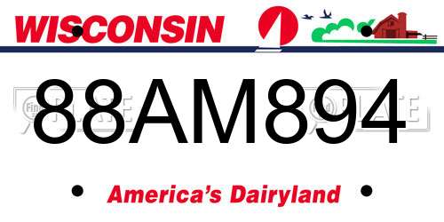 88AM894 Wisconsin License Plate