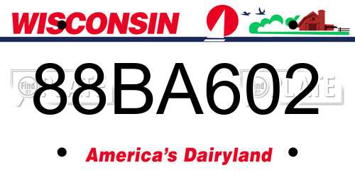 88BA602 Wisconsin License Plate