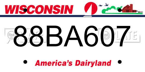 88BA607 Wisconsin License Plate
