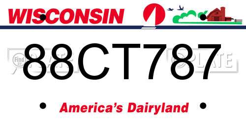 88CT787 Wisconsin License Plate