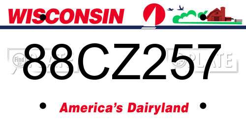 88CZ257 Wisconsin License Plate