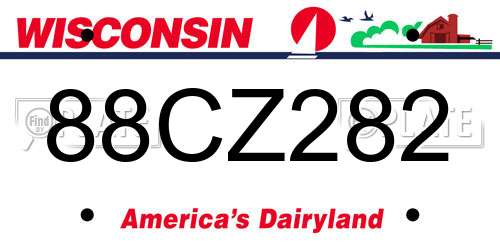 88CZ282 Wisconsin License Plate