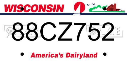 88CZ752 Wisconsin License Plate