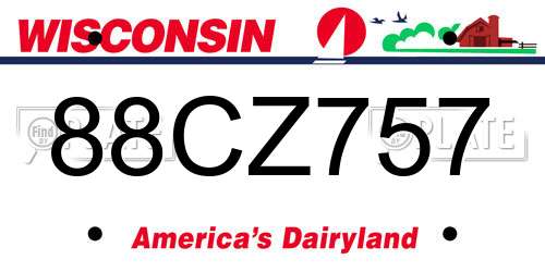 88CZ757 Wisconsin License Plate
