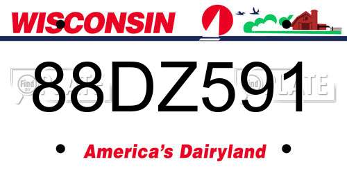 88DZ591 Wisconsin License Plate