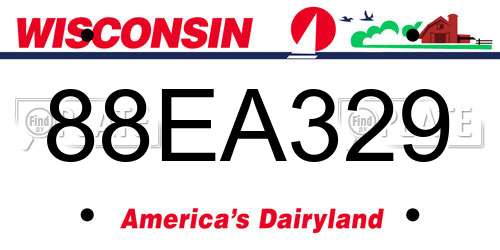88EA329 Wisconsin License Plate