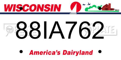 88IA762 Wisconsin License Plate