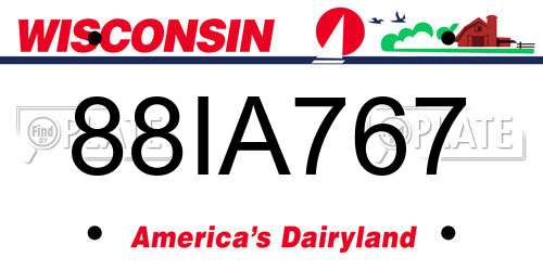 88IA767 Wisconsin License Plate