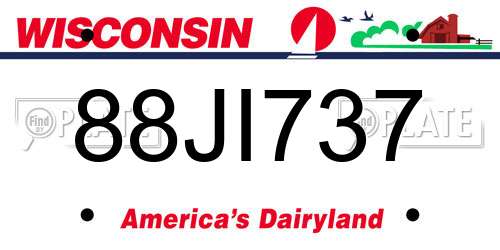 88JI737 Wisconsin License Plate